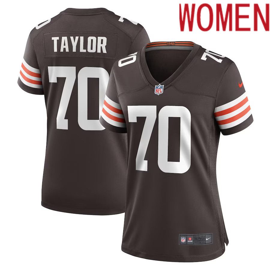 Women Cleveland Browns 70 Alex Taylor Nike Brown Team Game Player NFL Jersey